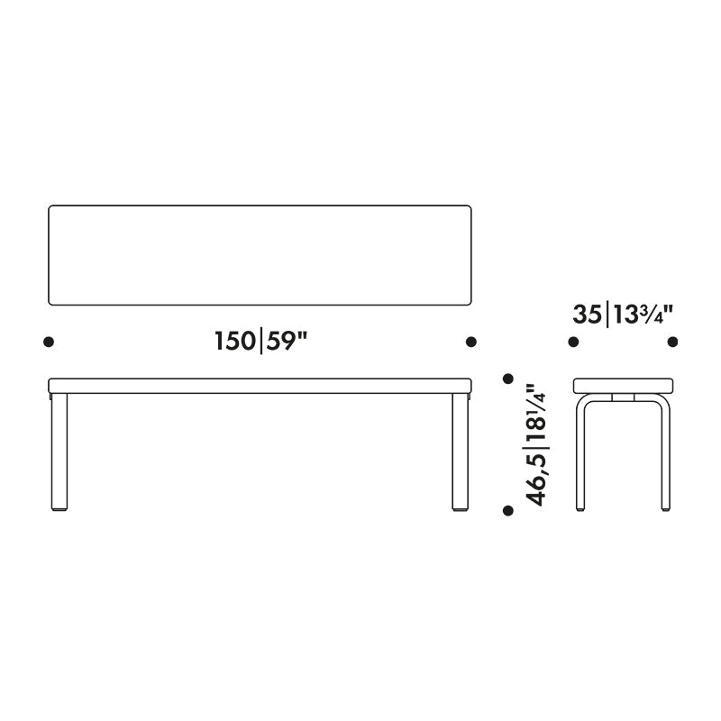 Artek 168B Bench Upholstered Seat