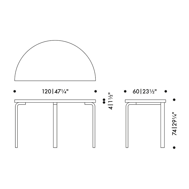 Artek Aalto Half Round Dining Table