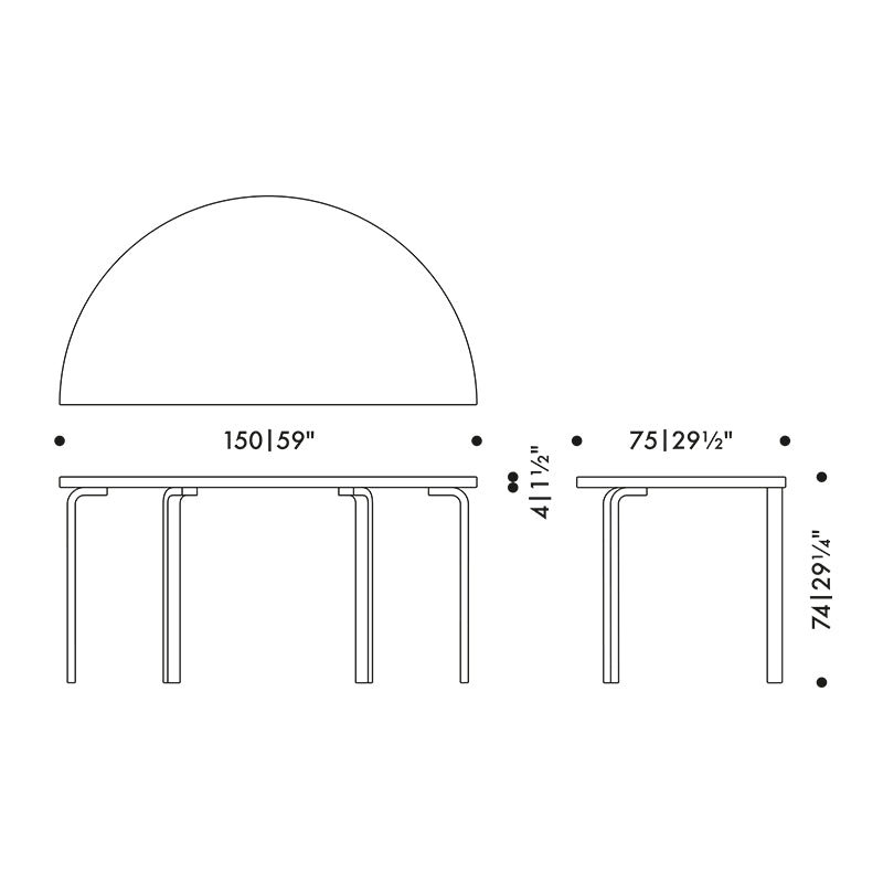 Artek Aalto Half Round Dining Table