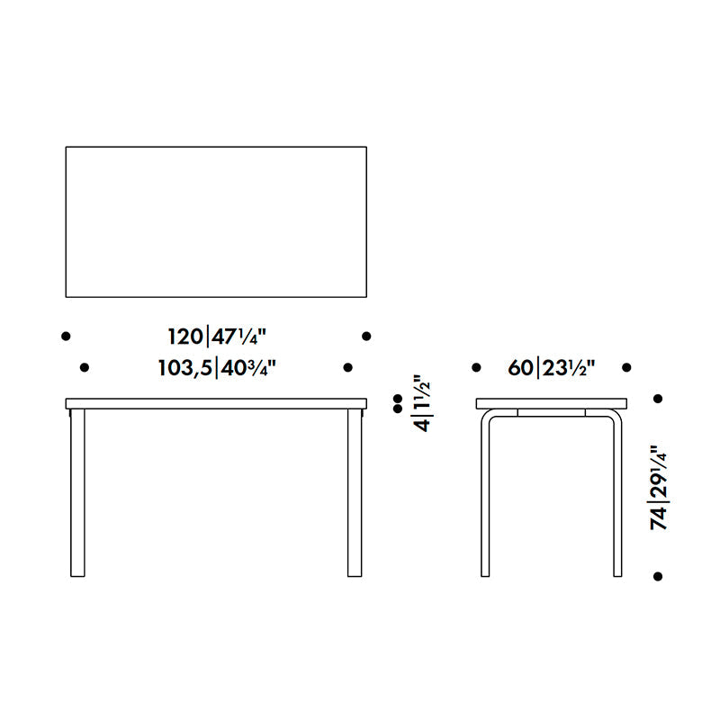 Artek Aalto Rectangular Dining Table