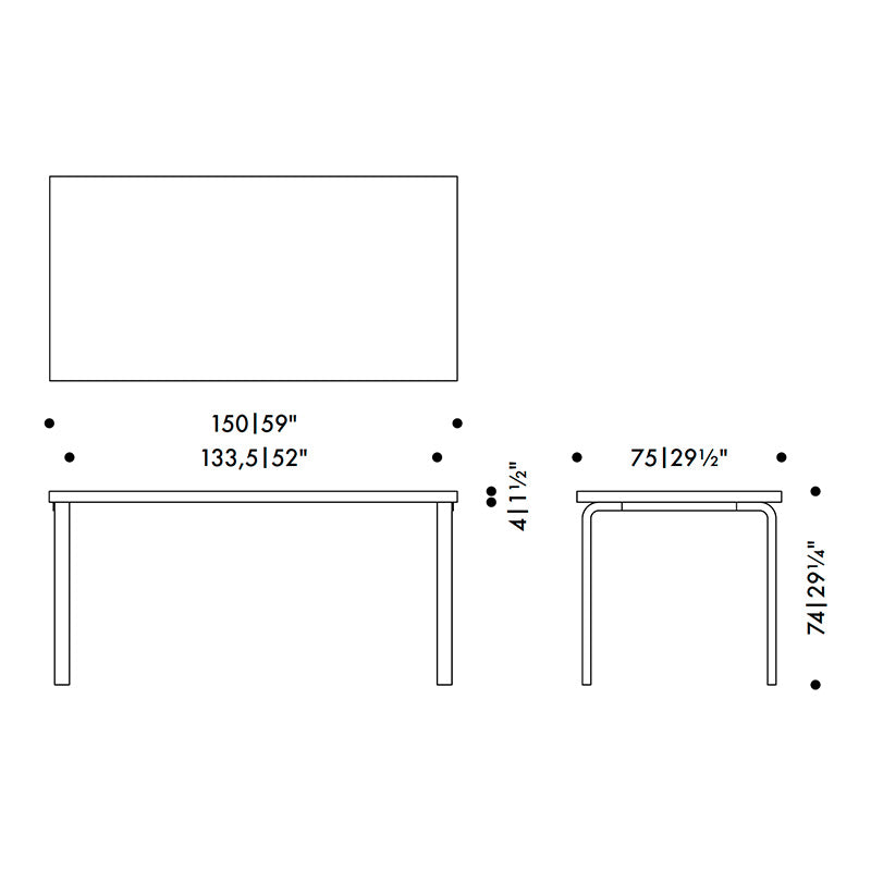Artek Aalto Rectangular Dining Table