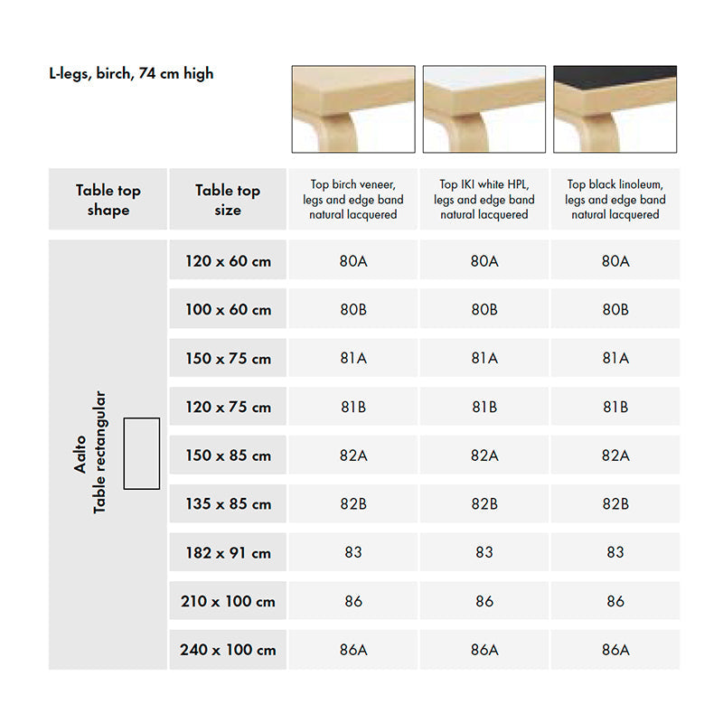 Artek Aalto Rectangular Dining Table