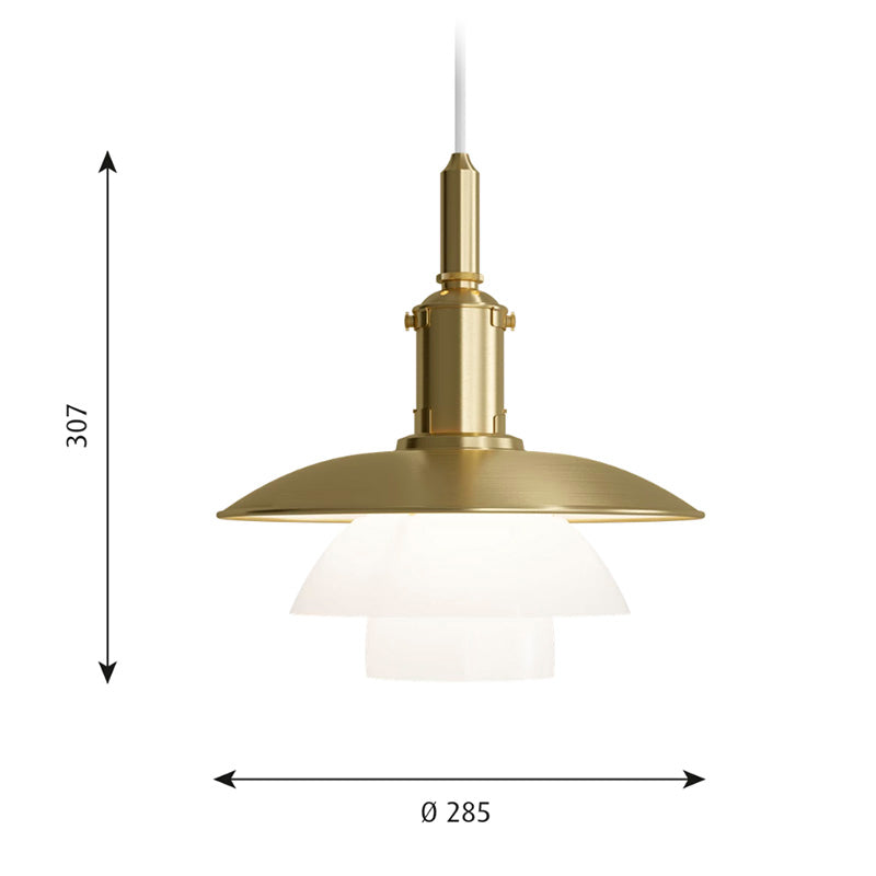 Louis Poulsen PH 3/3 Pendant Light Brass Opal Glass Limited Edition