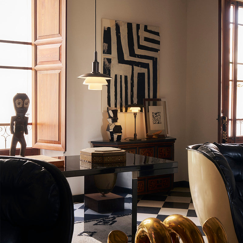 Louis Poulsen PH 3/2 Aged Brass Opal Table Lamp