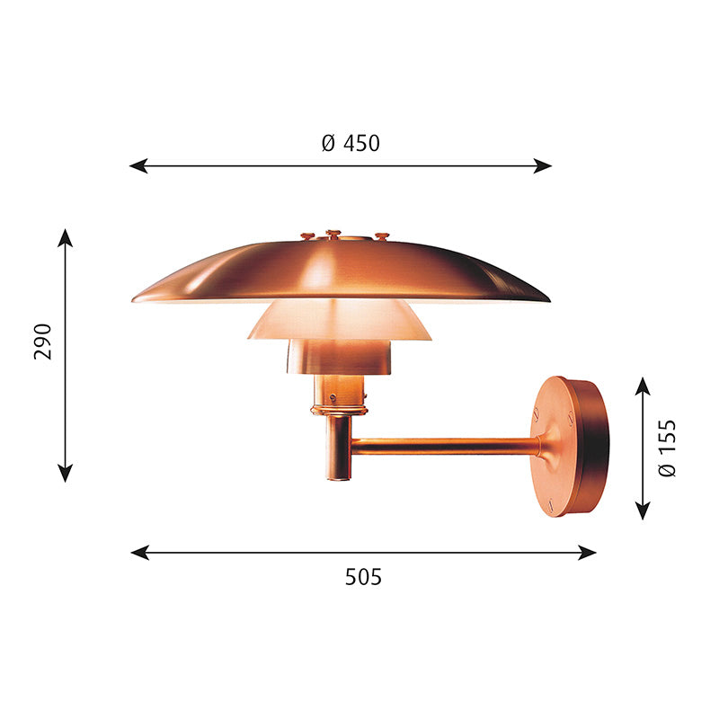 Louis Poulsen PH 4½-3 Wall Light Brushed Copper