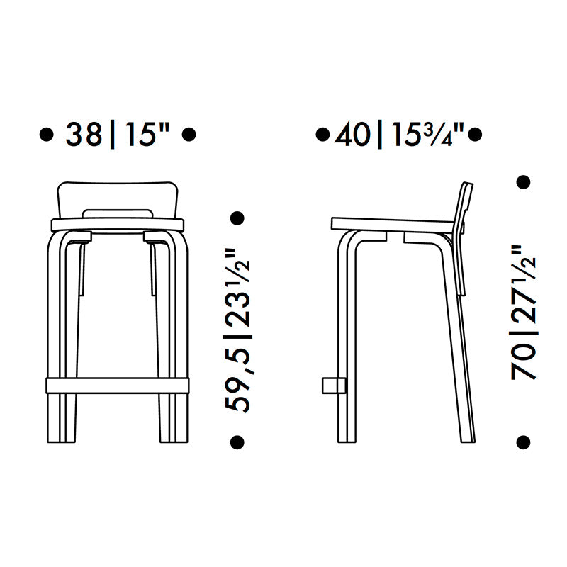 Artek High Chair K65 Counter Stool